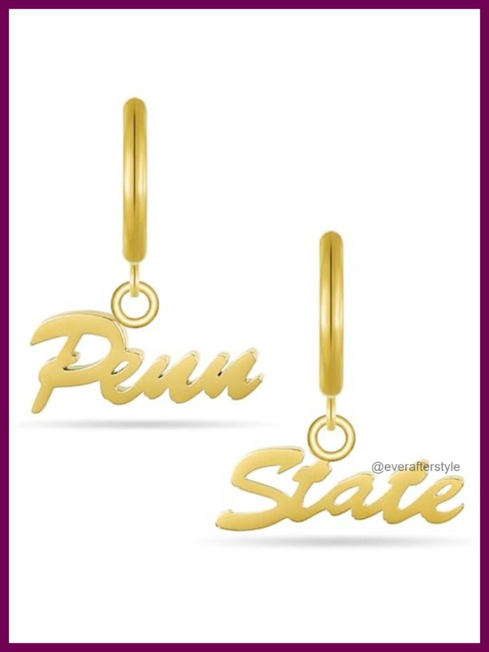 Stainless Steel Penn State Hoop Earrings Nittany Lions Gold Finish